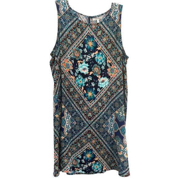 Maurices Sleeveless Summer Dress Size Large Blue Floral Abstract Shift Dress NWT - Picture 1 of 10